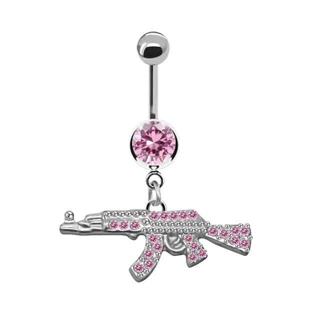 Pink Boho Navel Steel Belly Ring Piercing Jewelry Trending Style Graphic Y2k Accessory