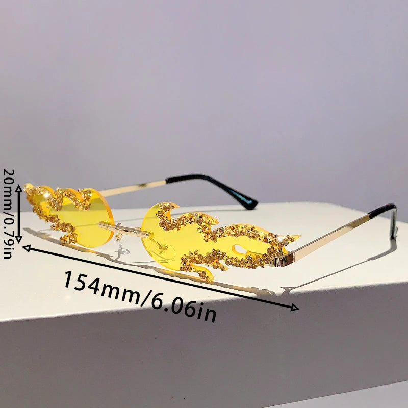 Fire Rhinestone Design sunglasses Retro Vintage Fashion Eyewear