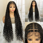 36 inch Synthetic Braided Boho Lace Wig Curly Hair Knotless Box Braids Hairstyle