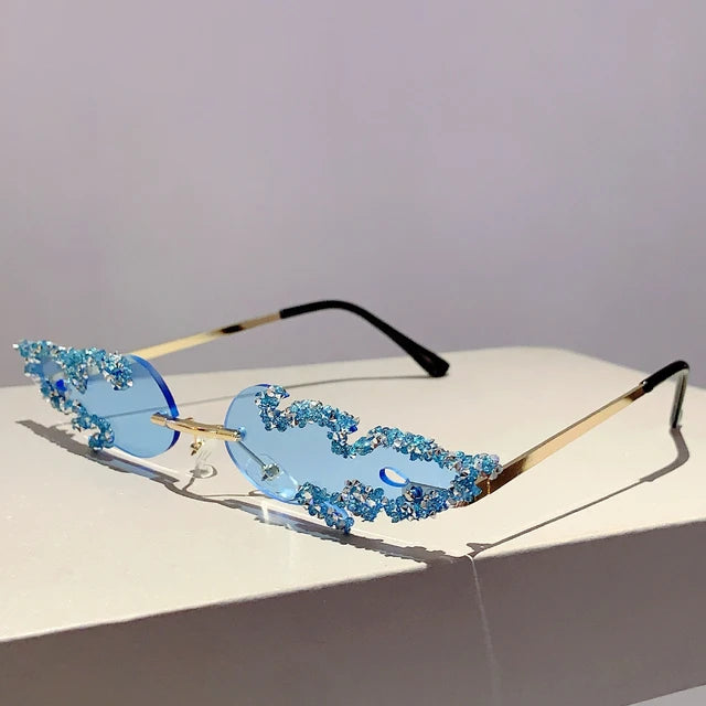 Fire Rhinestone Design sunglasses Retro Vintage Fashion Eyewear