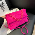 Plush Cotton Padded Womans Chain Crossbody Winter Quilted Womans Handbag