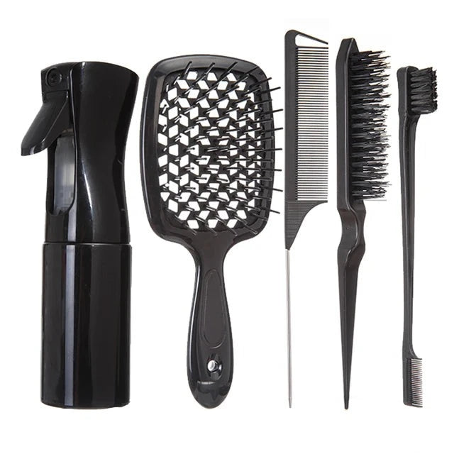 5 Pcs Detangling Hair set Mist Bottle Brush Comb Professional Natural Hair Tools