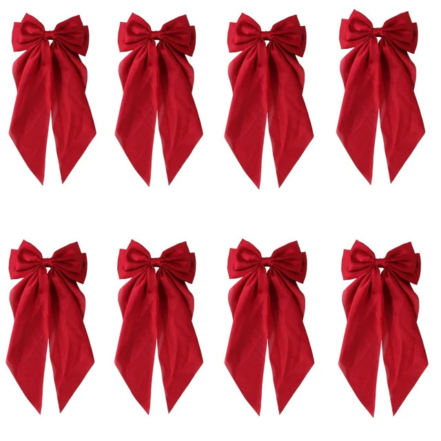 8 Pcs Trending Womans Oversized Bowknot Classy Hair Bow Solid Color Hair Clip Trendy Accessory