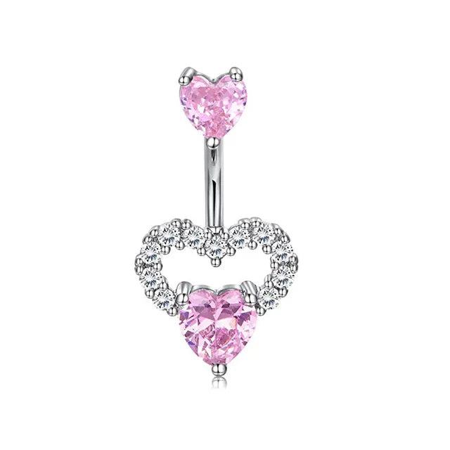 Pink Boho Navel Steel Belly Ring Piercing Jewelry Trending Style Graphic Y2k Accessory