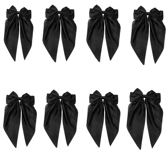 8 Pcs Trending Womans Oversized Bowknot Classy Hair Bow Solid Color Hair Clip Trendy Accessory