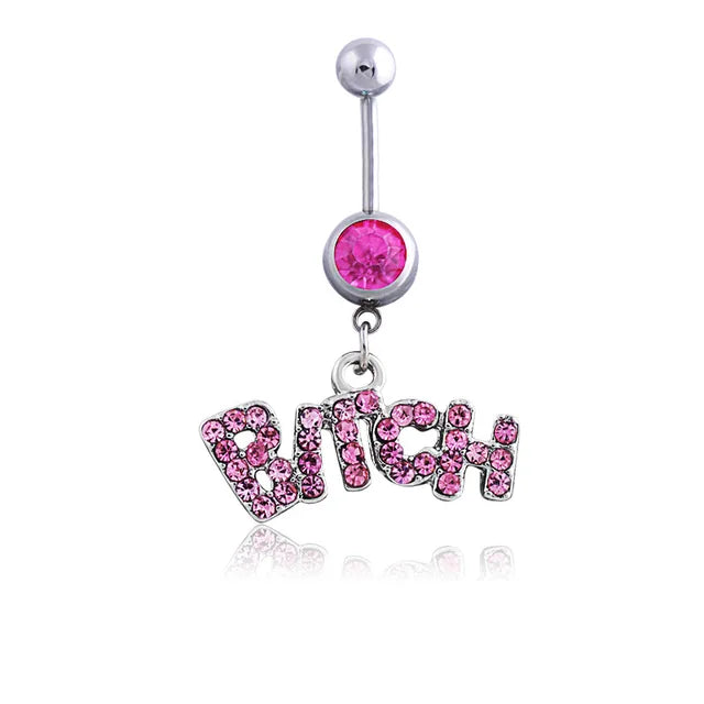 Pink Boho Navel Steel Belly Ring Piercing Jewelry Trending Style Graphic Y2k Accessory