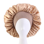 Stylish Rhinestone Pearl Woman’s Night Cap Breathable Fabric Accessory Bonnet