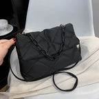 Plush Cotton Padded Womans Chain Crossbody Winter Quilted Womans Handbag