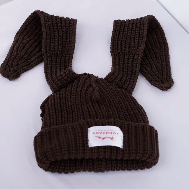 Lover Cat Ear Knitted Beanie Hat Y2K Skull Trending Bunny Ears Kpop Warm Fashion Cap