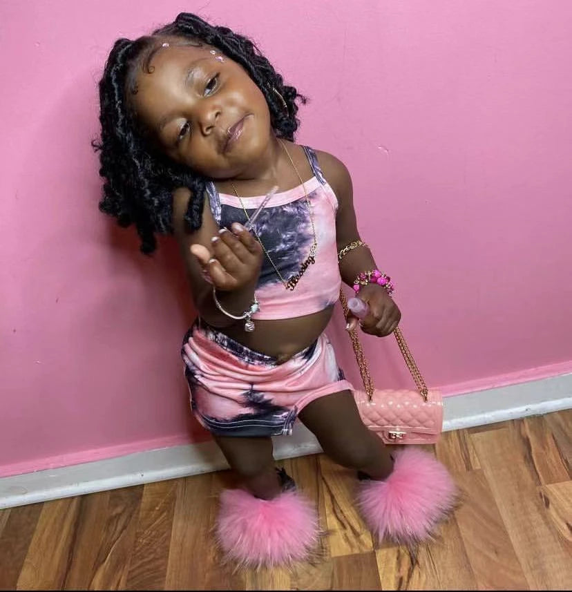 Girls Pearl Chain Handbag And Faux Fluffy Slipper Toddlers Cute Accessory Set