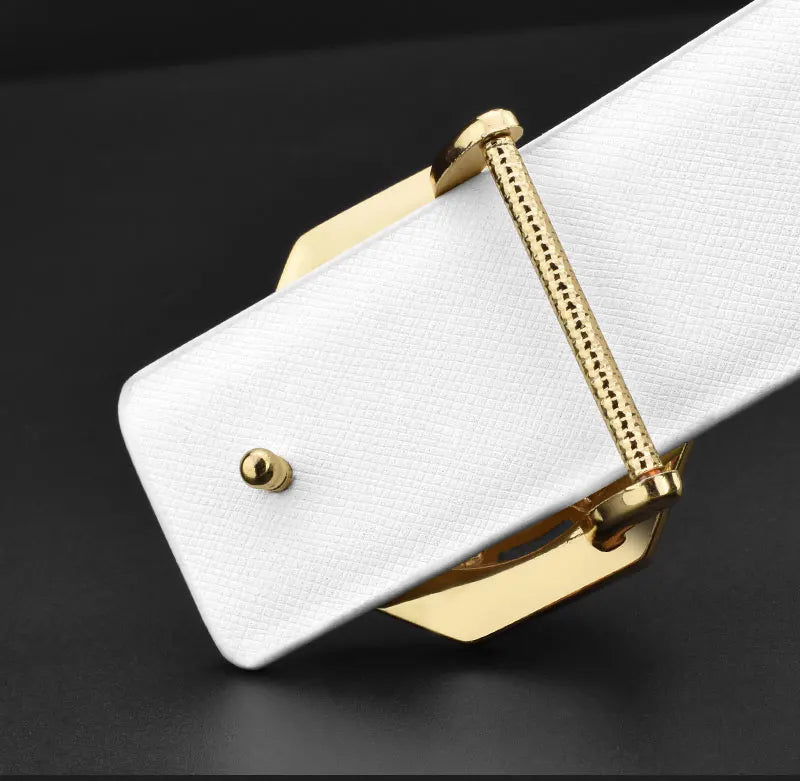 Mens Luxury Tiger Pendant Leather Waist Strap Belt Wide High Quality Golden Buckle Waistband
