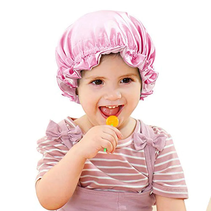 2 Pcs Reversible Double Sided Silky Bonnet Womans Kids Matching Bonnet Sleep Cap Set