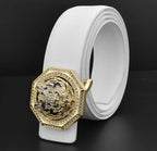 Mens Luxury Tiger Pendant Leather Waist Strap Belt Wide High Quality Golden Buckle Waistband