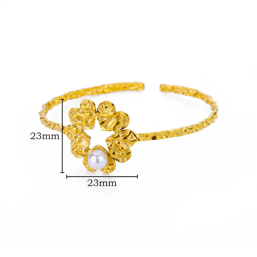 Stainless Steel Gold Plated Bracelet Woman Accessory 58-60mm  Trending Jewelry