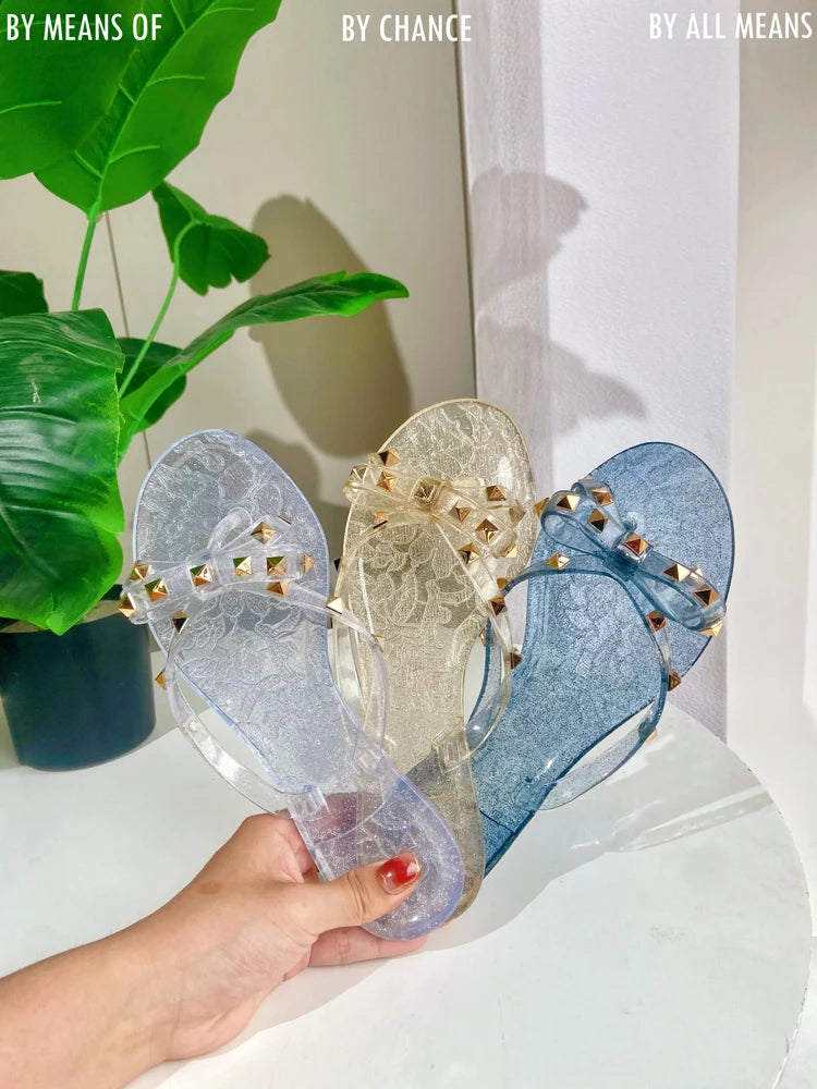 Trending Summer Jelly Slides Womans Bow Tie Fashion Sandals Flip Flop Shoes