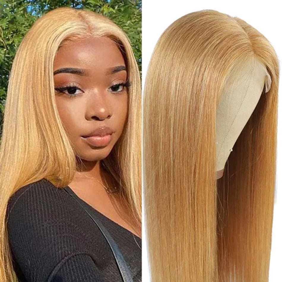 Honey Blond #27 13x4 180% Density Closure Human Hair Lace Front For Woman Pre Plucked Human Hair wig