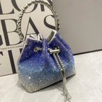 Rhinestone Clutch Purse Trending Handbags Crystal Bucket Shoulder Medium Shiny Bag