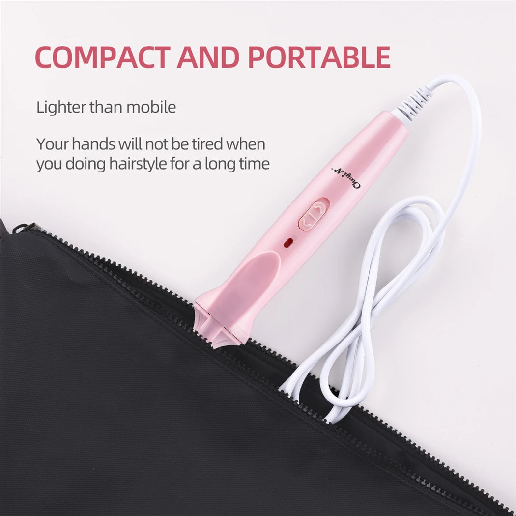 9mm Ceramic Coating Mini Pink Curling Iron Wand