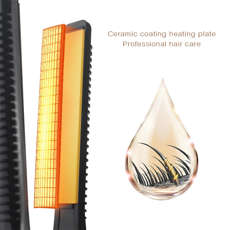 Pencil Hair Straightener Curler 2 In 1 Ceramic Flat Iron Short Hair Professional Straightener