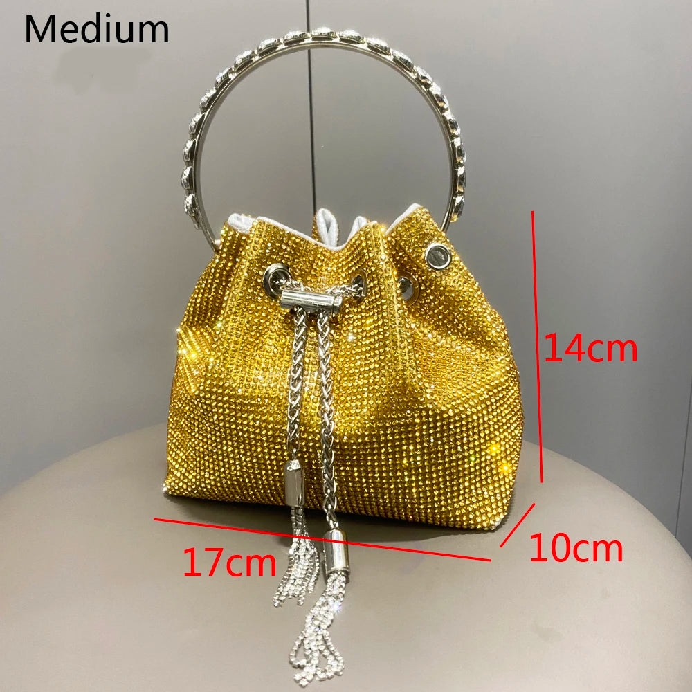 Woman Trending Medium Rhinestone Cross Body Clutch Shoulder Bag Luxury Designer Evening Purse