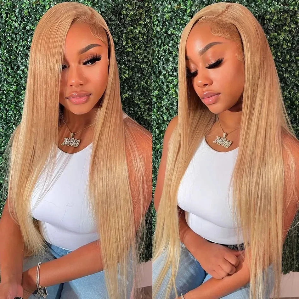 Honey Blond #27 13x4 180% Density Closure Human Hair Lace Front For Woman Pre Plucked Human Hair wig