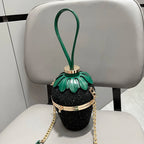 Cute Straberry Rhinestone Womans Clutch Purse Bucket Shoulder Bag