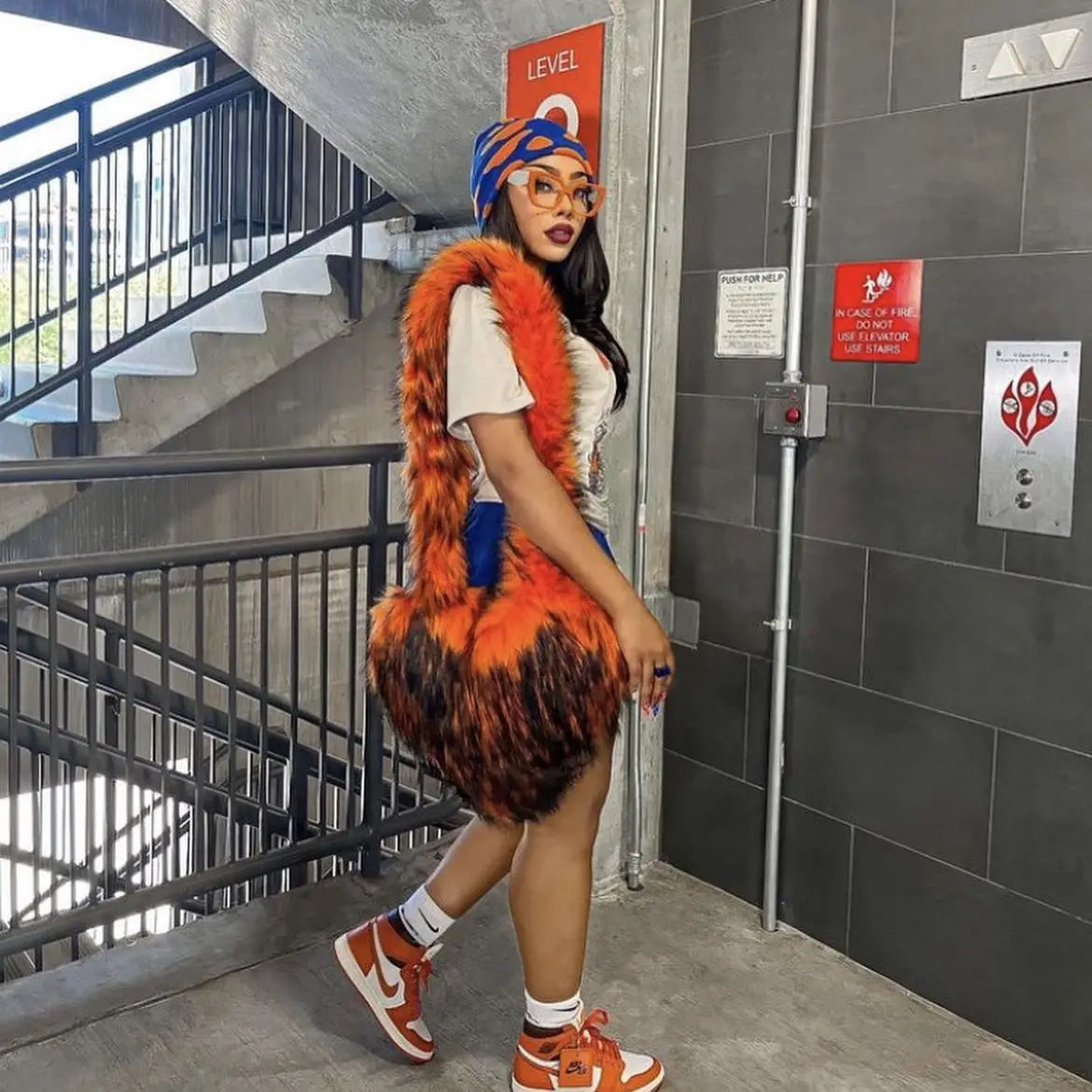 Plush Womans Handbag Heart Faux Fur Shoulder Bag Hand bag Love Tote Bag