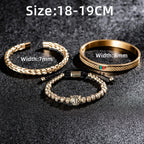 Mens Handmade Stainless Steel 3Pcs Bracelet Jewelry