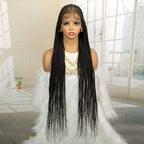 36 Inch Full Lace Fulani Box Braid Synthetic Lace Front Pre Styled Braided Wig