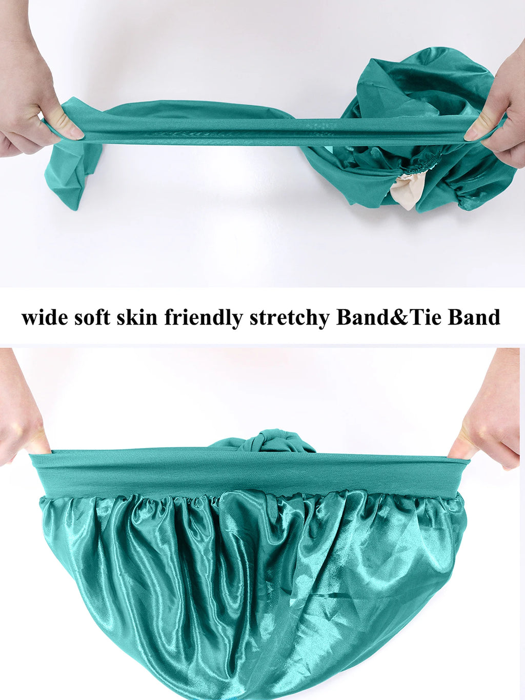 Reversable Satin Sleeping Cap Double Sided Adjustable Bow Tie Night Bonnet