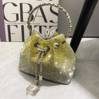 Rhinestone Clutch Purse Trending Handbags Crystal Bucket Shoulder Medium Shiny Bag