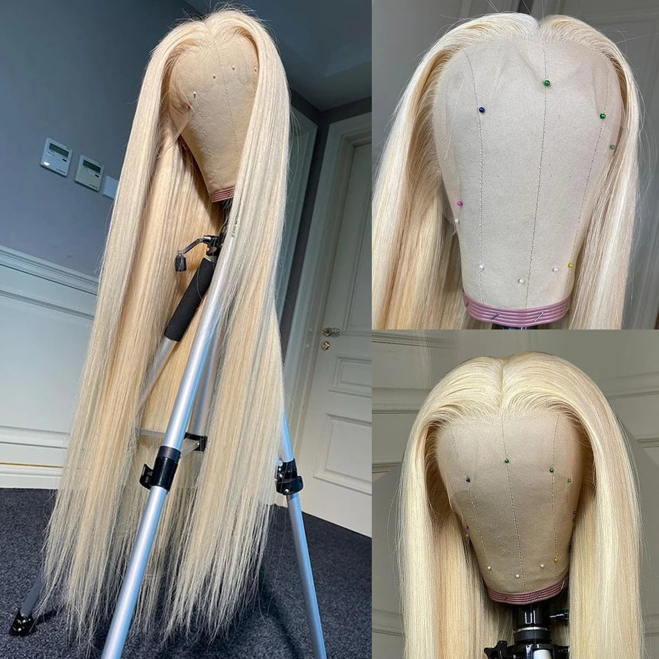 🔥 Straight Human Hair 613 Blond wig HD Lace 13x4 13x6 Closure Density Wig