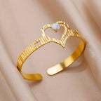 Stainless Steel Gold Plated Bracelet Woman Accessory 58-60mm  Trending Jewelry