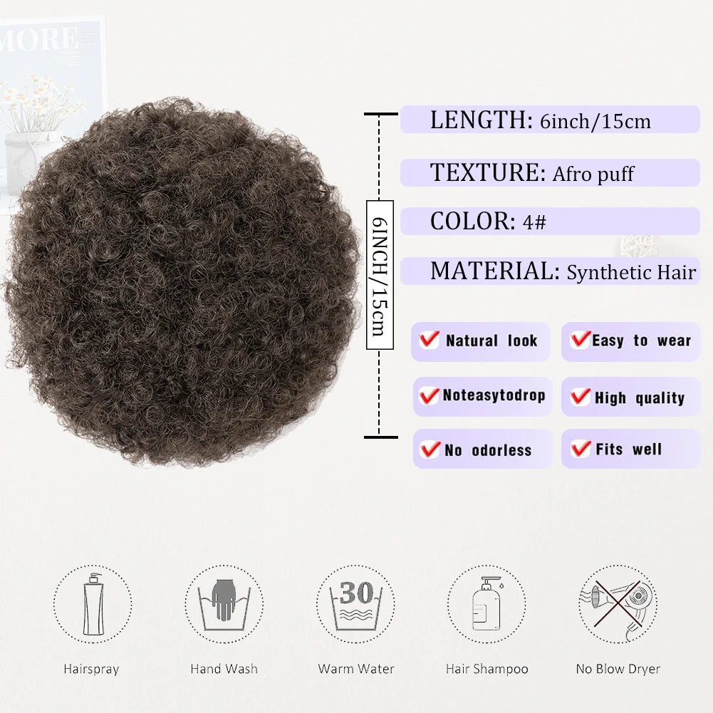 Synthetic 6 inch Drawstring Ponytail Natural Hair Extension Hairpiece