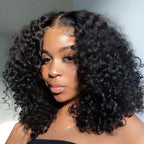 Deep Wave Natural Short Bob 13x4 180% Density Human Black Hair Lace Front Curly Wig Unit