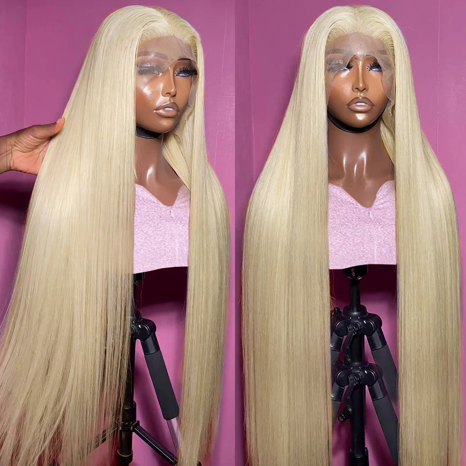 🔥 Straight Human Hair 613 Blond wig HD Lace 13x4 13x6 Closure Density Wig