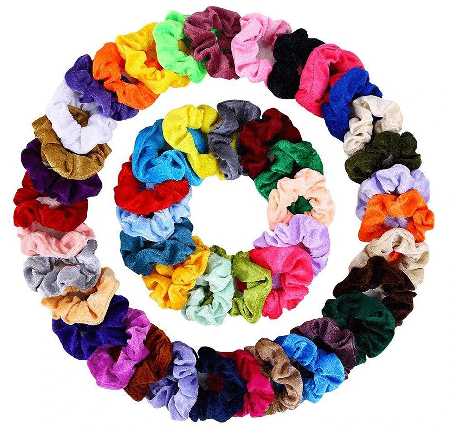 Satin Silk Hair Scrunchies Random Assorted  60Pcs 45 Pcs Solid Color Set Soft Texture Hair