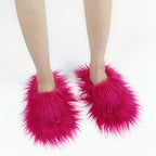 Fashion cotton Open toe slippers Woman Trending Furry Style Shoes