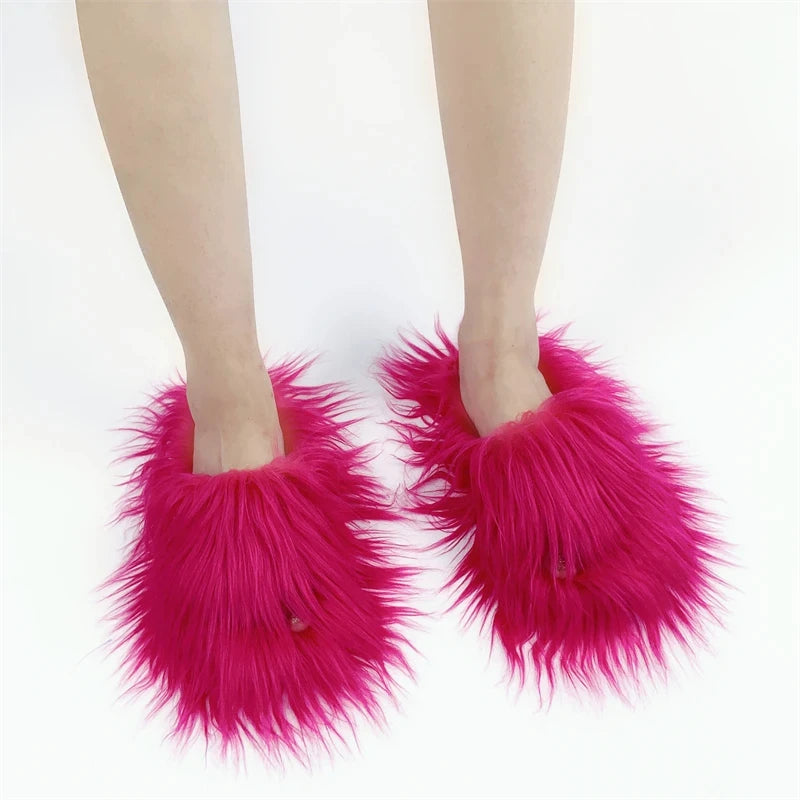 Fashion cotton Open toe slippers Woman Trending Furry Style Shoes