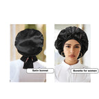 Ladies Solid Color Sleep Cap Polyester Silky Satin Hair Protection Fashion Bonnet