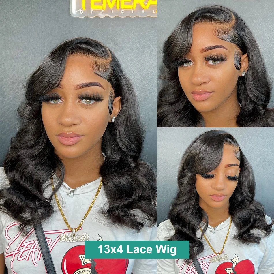 Short Bob Human Hair Body Wave 5x5 13x4 13x6 Lace Front Transparent Glueless Wig