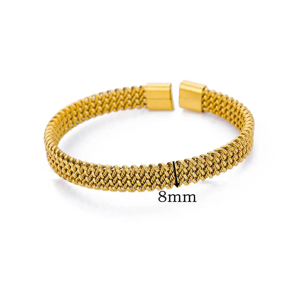 Stainless Steel Gold Plated Bracelet Woman Accessory 58-60mm  Trending Jewelry