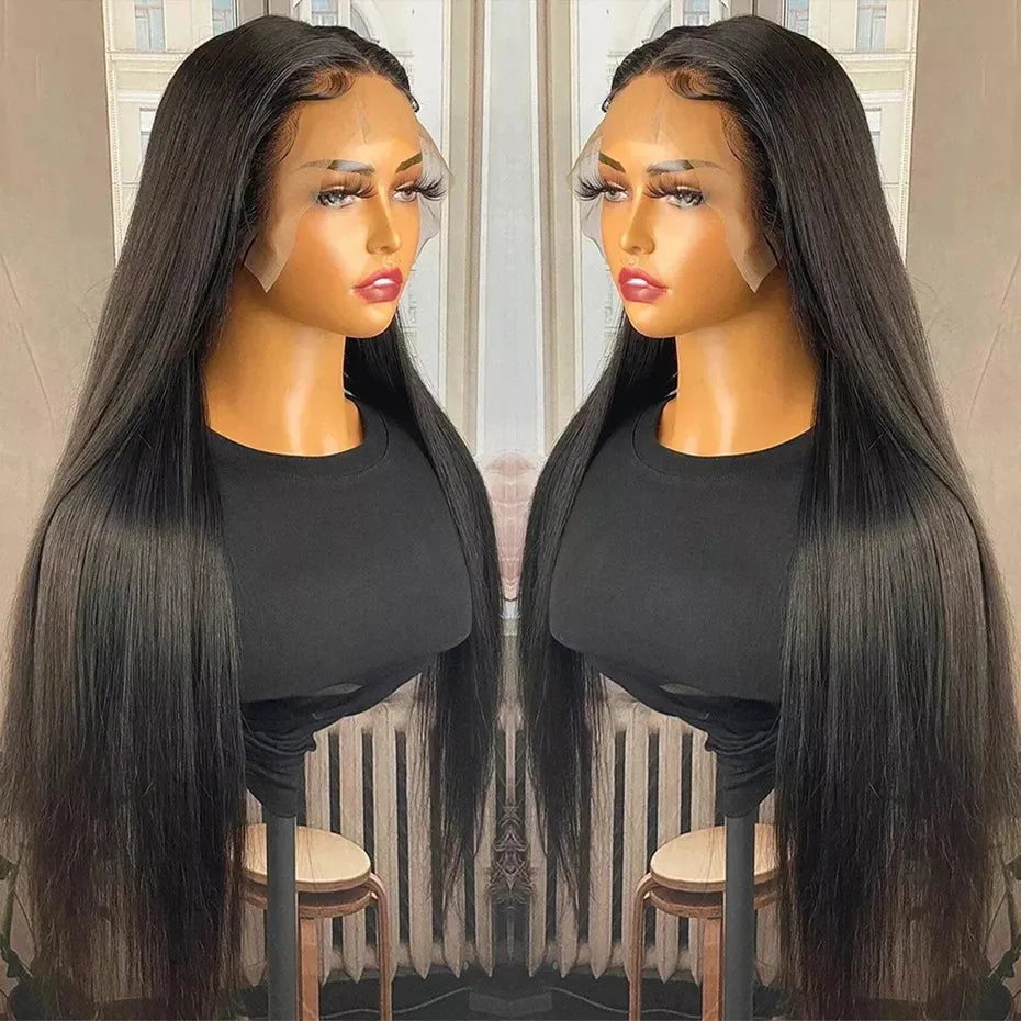 🔥Natural Black Brazilian Bone Straight HD Lace Front Human Hair Ready To Wear Glueless Wig