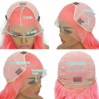 Bubble Gum Pink Bright Body Wave Pre Plucked Natural Hairline Human Hair Lace Front Wig