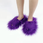 Fashion cotton Open toe slippers Woman Trending Furry Style Shoes