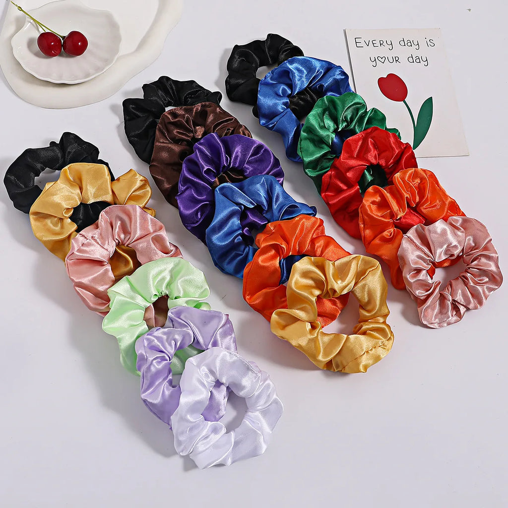 Satin Silk Hair Scrunchies Random Assorted  60Pcs 45 Pcs Solid Color Set Soft Texture Hair