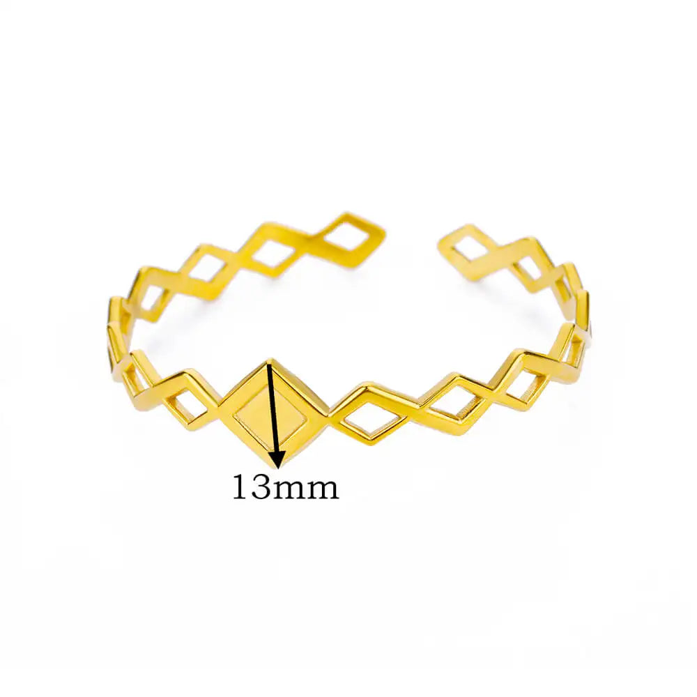 Stainless Steel Gold Plated Bracelet Woman Accessory 58-60mm  Trending Jewelry