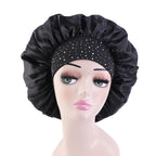 Stylish Rhinestone Pearl Woman’s Night Cap Breathable Fabric Accessory Bonnet