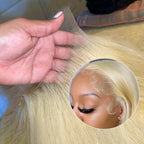 🔥 Straight Human Hair 613 Blond wig HD Lace 13x4 13x6 Closure Density Wig
