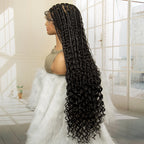 36 inch Synthetic Braided Boho Lace Wig Curly Hair Knotless Box Braids Hairstyle